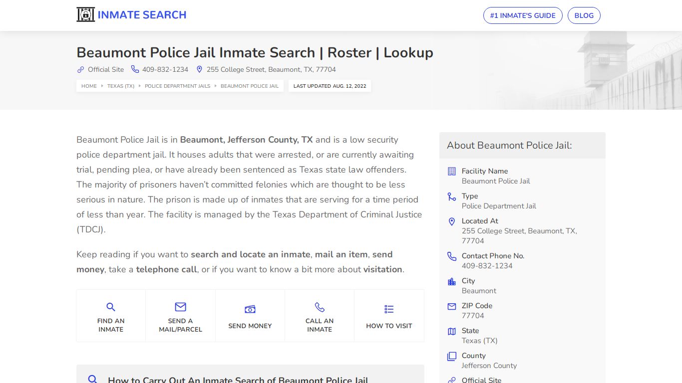 Beaumont Police Jail Inmate Search | Roster | Lookup