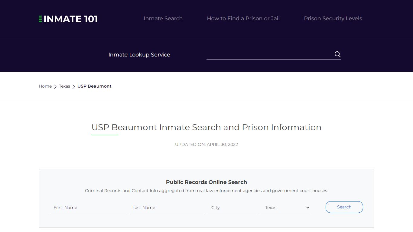 USP Beaumont Inmate Search | Lookup | Roster