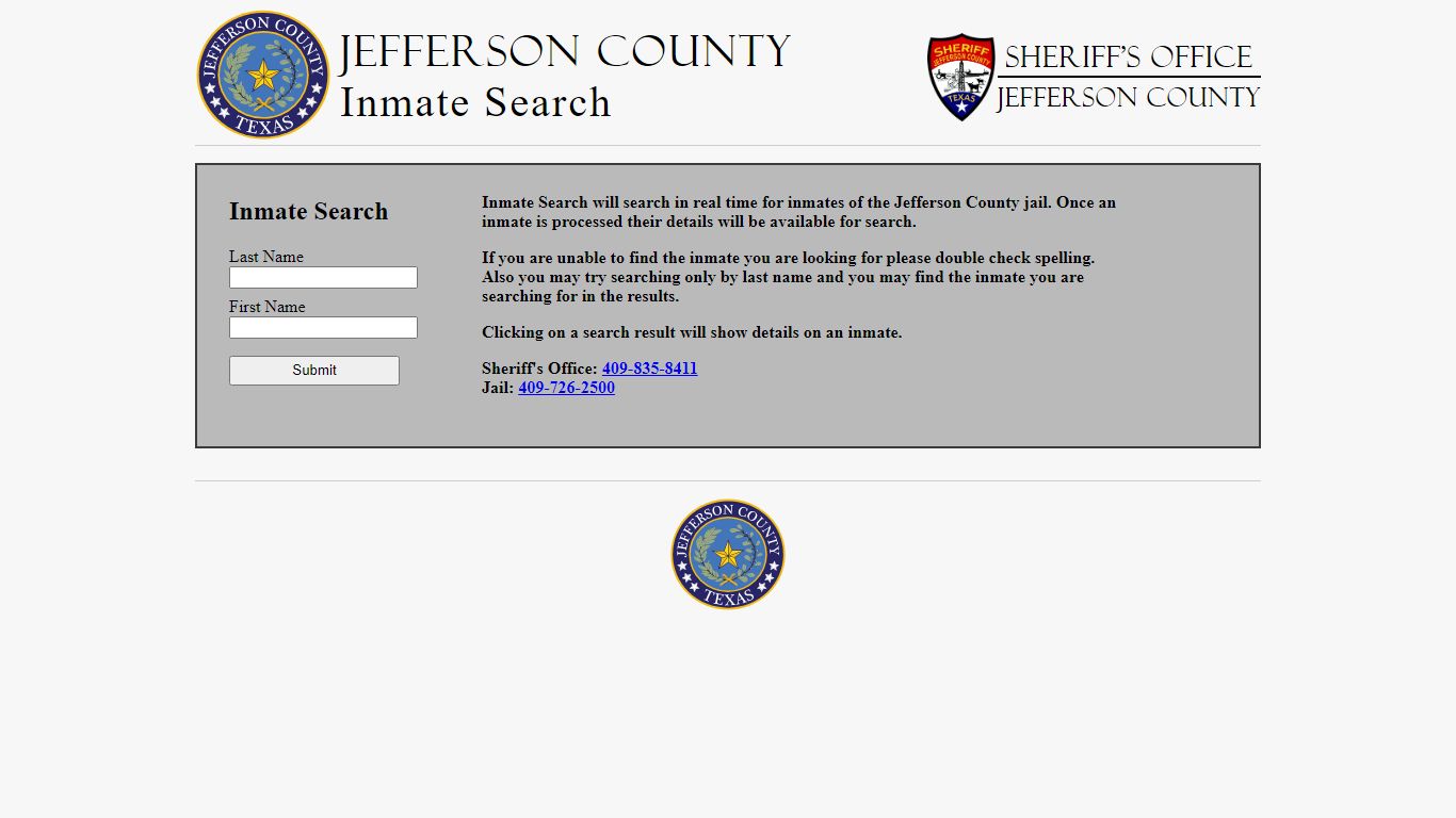 Jefferson County, TX Inmate Search